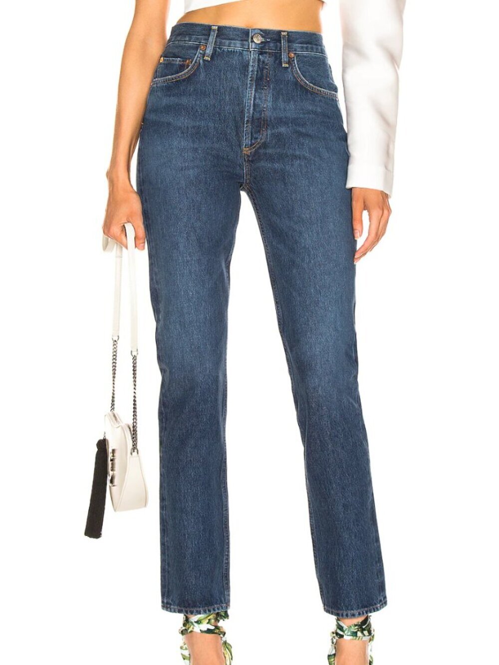 Agolde Remy High Rise Straight Leg Stretch Denim Jeans Wink Medium Blue Wash, 25
